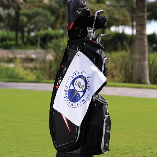 11" x 17" terry velour, 100% cotton golf towel with corner... from ASI 79750 Pro Towels