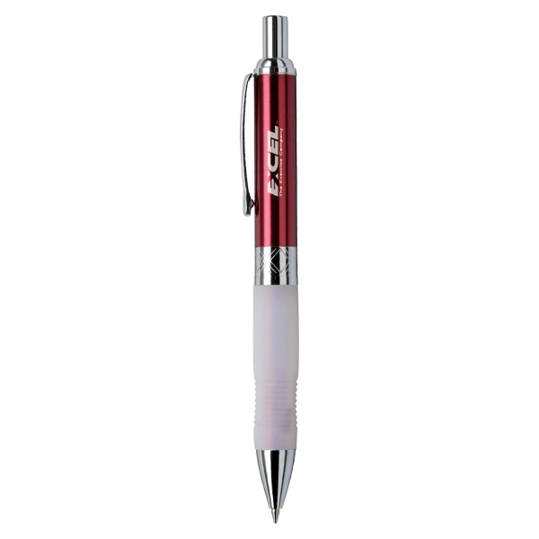 Click action ballpoint pen with colorful metallic cap and frosted rubber... from ASI 31517 Admart Products / Admart Line