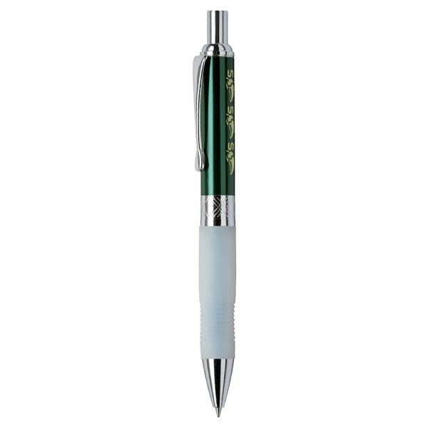 Click action ballpoint pen with colorful metallic cap and frosted rubber... from ASI 31517 Admart Products / Admart Line