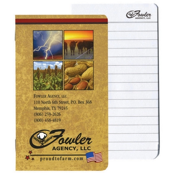 Side stapled 3" x 5" memo book with full color imprint.... from ASI 50873 Drum-Line / Drum-line Inc