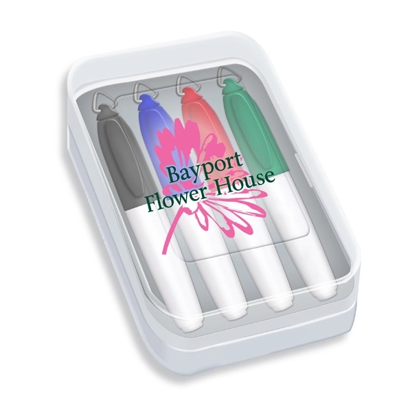 Four Pack of Mini Dry Erase Markers in a clear plastic... from ASI 67675 Liqui-Mark Corp