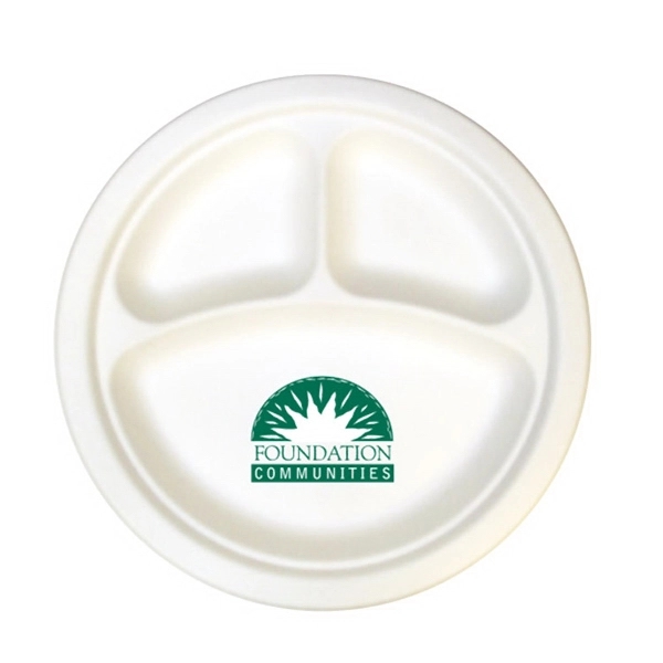 Biodegradable 10" -  3 compartment compostable paper plate.... from ASI 88200 TK Sorg's - A Div of Arch Promo Group, LLC / PETITE