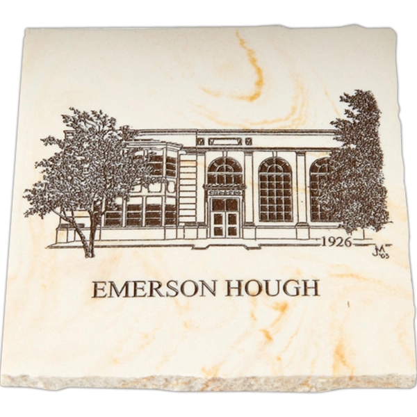 Limestone edge coaster 4" x 4" x .25" made in USA.... from ASI 89860 StoneyCreek / StoneyCreek®