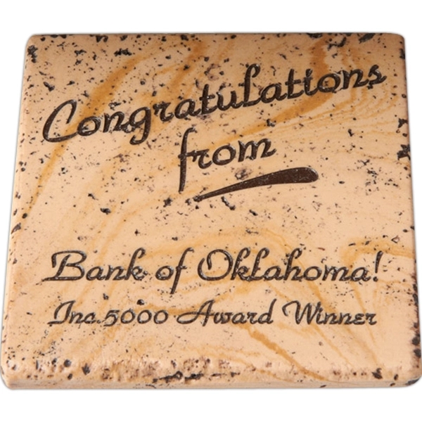 Travertine coaster. 4" x 4" x .25".... from ASI 89860 StoneyCreek / StoneyCreek®