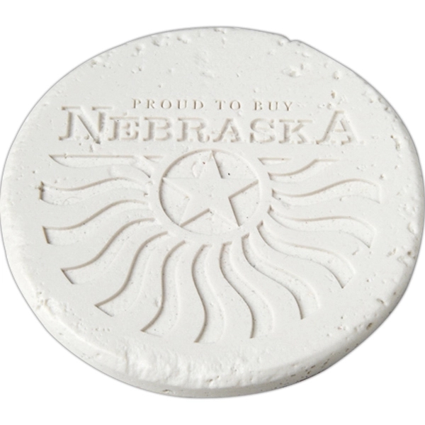 Round travertine coaster. 4" dia. x .25". Made in USA.... from ASI 89860 StoneyCreek / StoneyCreek®