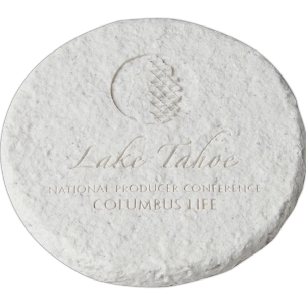 Round limestone coaster. 4" dia. x .25". Made in USA.... from ASI 89860 StoneyCreek / StoneyCreek®