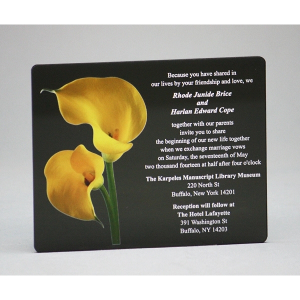 Color-printed, acrylic invitations measure 4 1/2" x 6" to fit standard-sized... from ASI 92531 Unique Custom Products / UCP