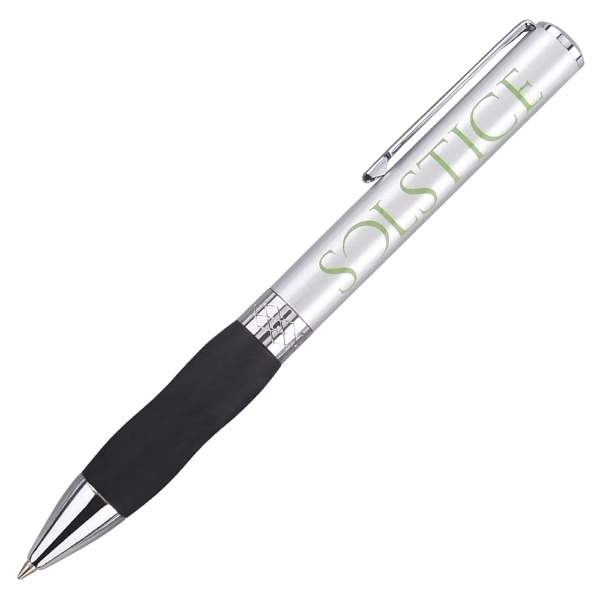 Twist action ballpoint pen with with wide body and satin chrome... from ASI 79535 Primetime / Primetime