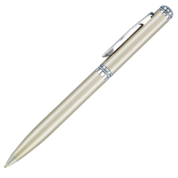 Twist action ballpoint pen with solid brass barrel and shiny chrome... from ASI 79535 Primetime / Primetime