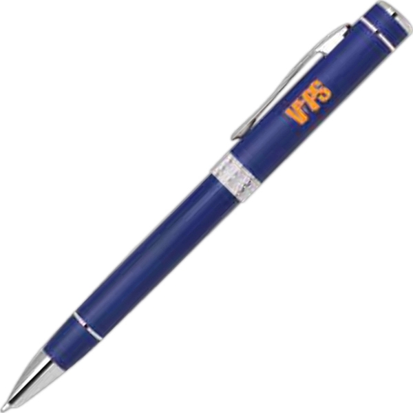 Aluminum twist-action ballpoint pen with a diamond cut middle ring and... from ASI 68190 Lungsal / Lungsal