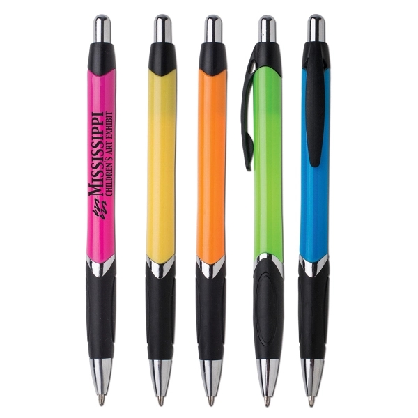 Plastic plunger-action retractable ballpoint. Bright neon-colored body.... from ASI 58805 HPC Global / HPC Global