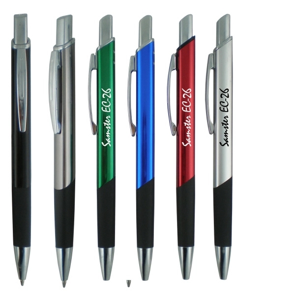 Metal ballpoint pen with color barrel and diamond pattern on lower... from ASI 52387 Empire USA / Pens Line USA