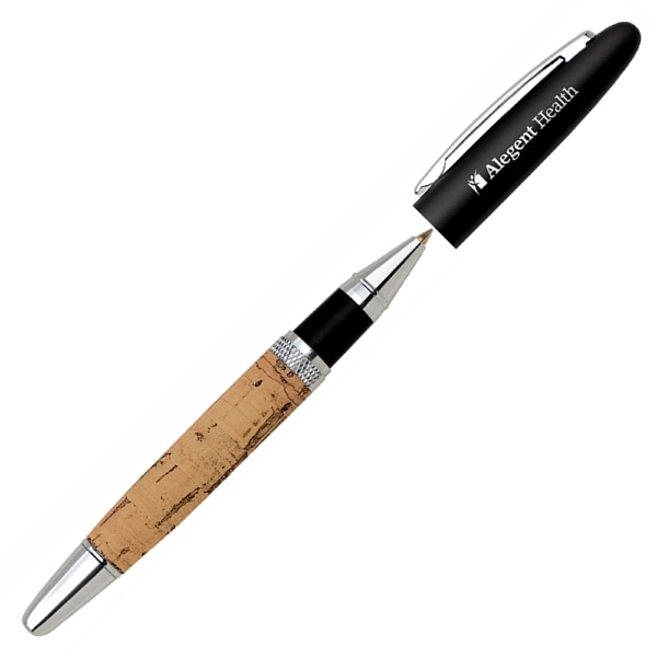 Elegant design cap-off rollerball pen with nature soft cork material barrel... from ASI 79535 Primetime