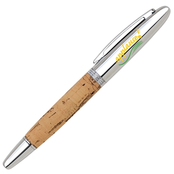 Elegant design cap-off rollerball pen with nature soft cork material barrel... from ASI 79535 Primetime