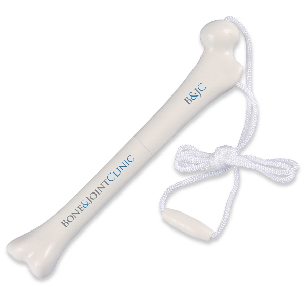 Bone shaped pen with break-away safety neck cord and black ink.... from ASI 80150 ZZ DROPPED -Quick Point Inc / Quickpoint (TM)