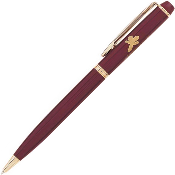 Metal twist-action ballpoint pen with a colored barrel and gold clip... from ASI 68190 Lungsal / Lungsal