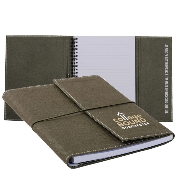 A5 size spiral bound notebook with elastic closure and recycled cotton... from ASI 42920 Busrel Inc