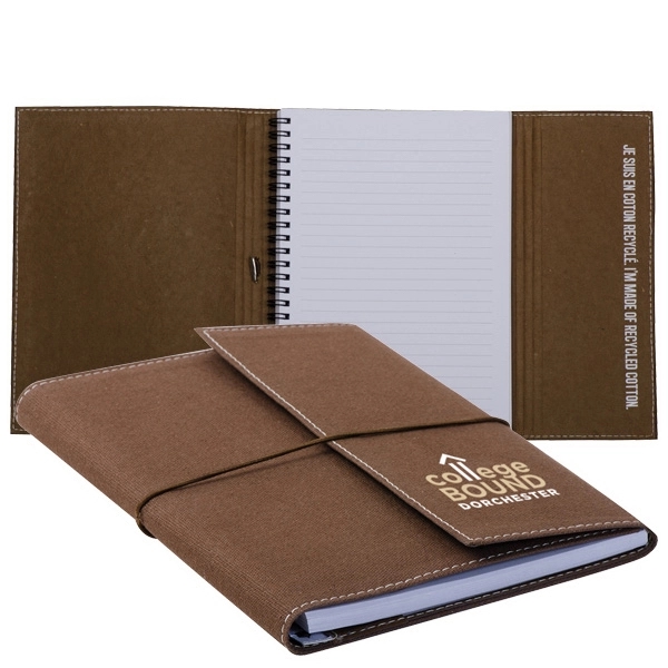 A5 size spiral bound notebook with elastic closure and recycled cotton... from ASI 42920 Busrel Inc