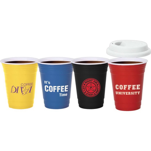 Red -  Double wall ceramic coffee party cup.... from ASI 40261 Berney-Karp Inc / Creative Source