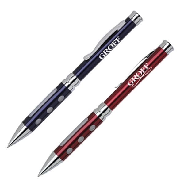 Twist action brass ballpoint pen with chrome accents.... from ASI 40544 Binaco / Binaline