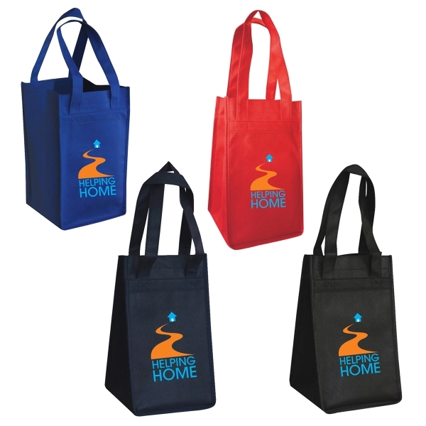100gm non-woven polypropylene wine tote bag. Features 4 bottle sleeves to... from ASI 40544 Binaco