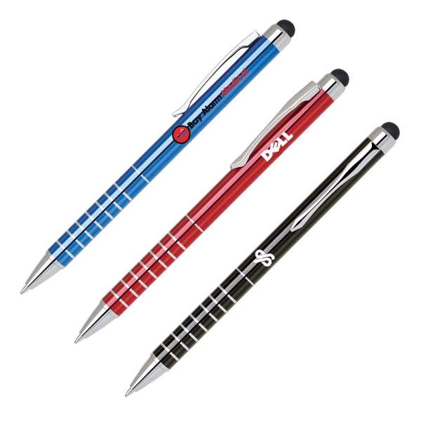 A 2-in-1 aluminum ballpoint pen with soft-touch stylus tip with a... from ASI 40544 Binaco
