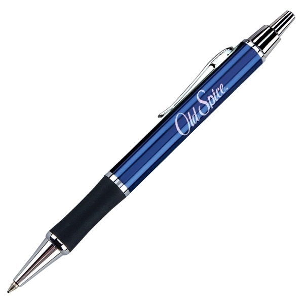 Click action ballpoint pen in metallic color with rubber grip.... from ASI 79535 Primetime / Primetime