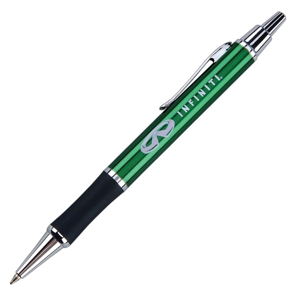 Click action ballpoint pen in metallic color with rubber grip.... from ASI 79535 Primetime / Primetime
