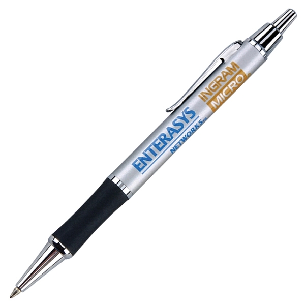 Click action ballpoint pen in metallic color with rubber grip.... from ASI 79535 Primetime / Primetime