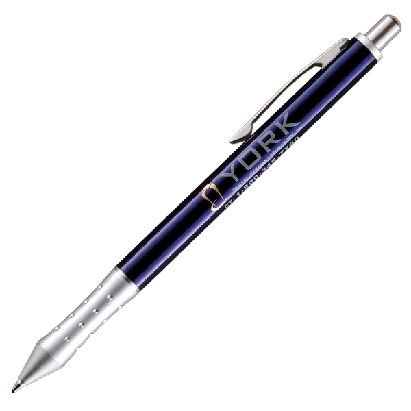 Click action ballpoint pen with dimpled grip and solid brass barrel,... from ASI 79535 Primetime