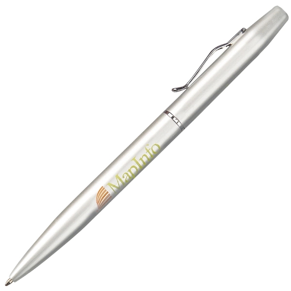Classic designed twist action ballpoint pen with shiny chrome wavy clip... from ASI 79535 Primetime / Primetime