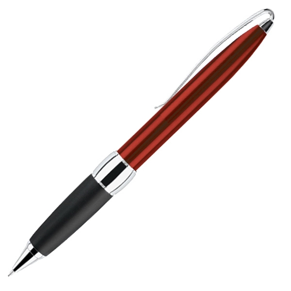 Twist action ballpoint pen with metallic barrel and soft rubber grip.... from ASI 79535 Primetime / Primetime