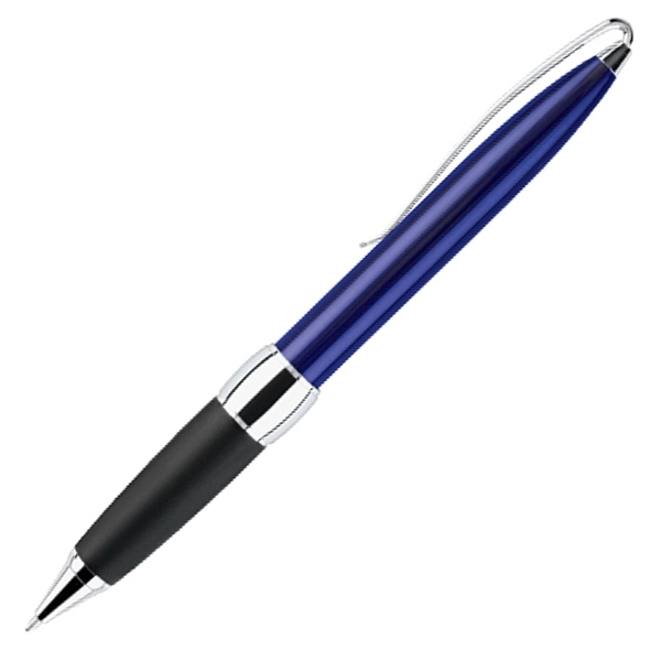 Twist action ballpoint pen with metallic barrel and soft rubber grip.... from ASI 79535 Primetime / Primetime
