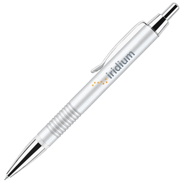 Brass click action ballpoint pen, textured grip and matte blue coated... from ASI 79535 Primetime / Primetime