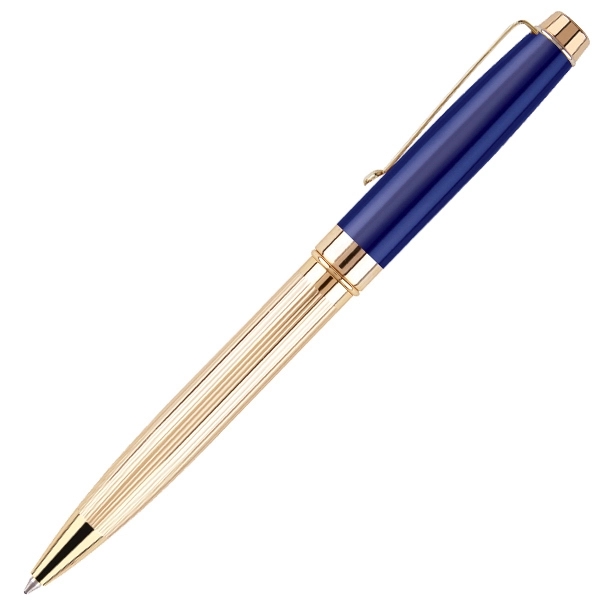 Twist action ballpoint pen with polished gold textured lines.... from ASI 79535 Primetime / Primetime