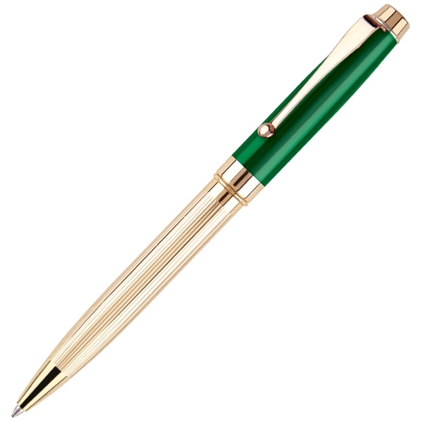Twist action ballpoint pen with polished gold textured lines.... from ASI 79535 Primetime / Primetime