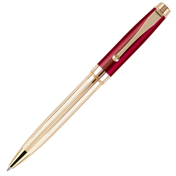 Twist action ballpoint pen with polished gold textured lines.... from ASI 79535 Primetime / Primetime