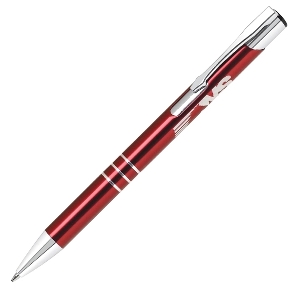 Aluminum plunge push action metal pen with silver accents.... from ASI 79535 Primetime / Primetime