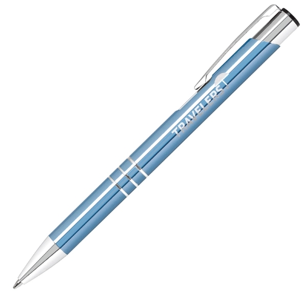Aluminum plunge push action metal pen with silver accents.... from ASI 79535 Primetime / Primetime