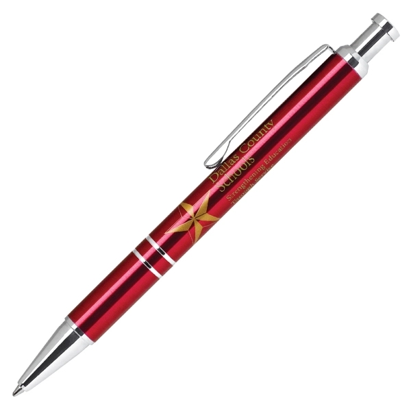Click action aluminum ballpoint pen with metallic barrel and silver accents.... from ASI 79535 Primetime / Primetime