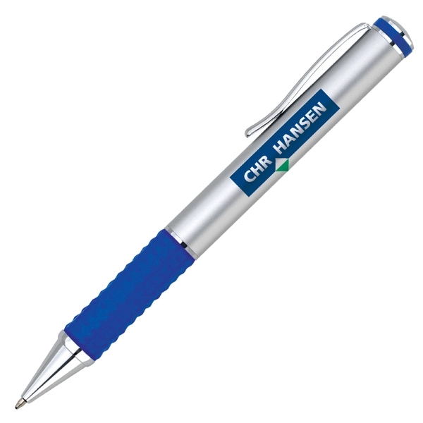 Aluminum twist action pen with colored rubber grip.... from ASI 79535 Primetime / Primetime