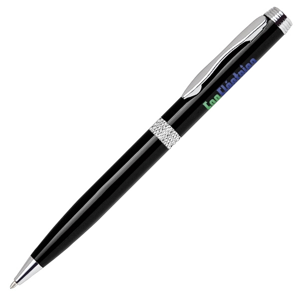 Aluminum ballpoint pen, silver barrel, diamond cut middle ring and chrome... from ASI 79535 Primetime / Primetime