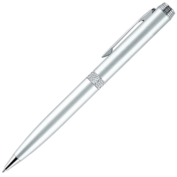 Aluminum ballpoint pen, silver barrel, diamond cut middle ring and chrome... from ASI 79535 Primetime / Primetime