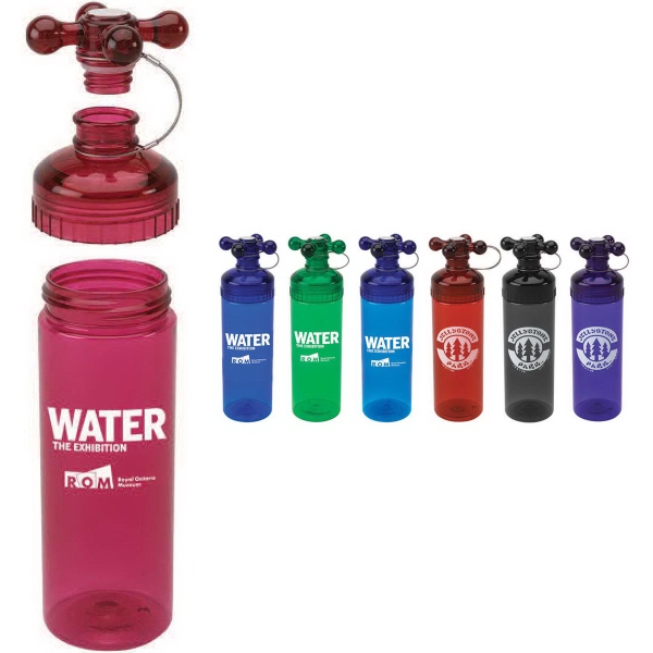 Retro water bottle with chrome dome top and screw-on / drink-thru... from ASI 40261 Berney-Karp Inc / Creative Source
