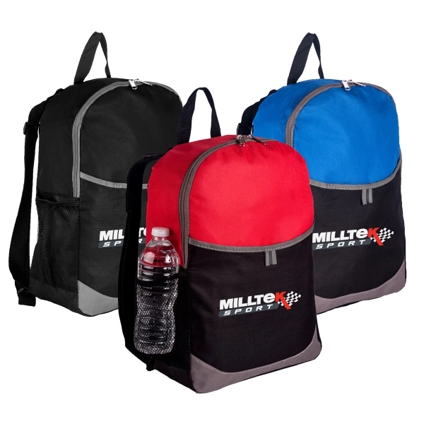 Standard backpack comes with double-zippered main compartment, and Velcro-closure front pocket.... from ASI 40544 Binaco