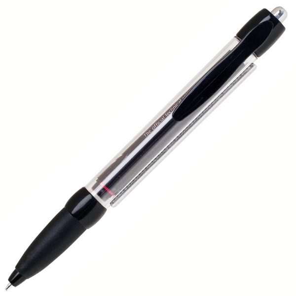 Pen with rubber grip and retractable pull-out banner inside, purple.... from ASI 79535 Primetime