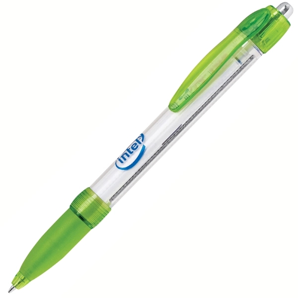 Pen with rubber grip and retractable pull-out banner inside, purple.... from ASI 79535 Primetime