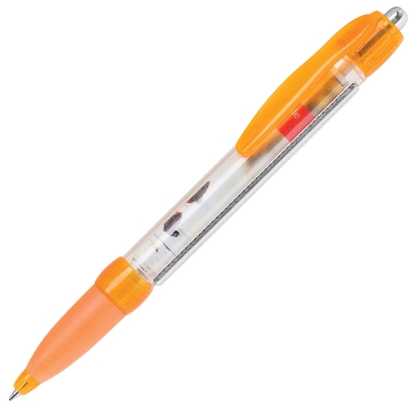 Pen with rubber grip and retractable pull-out banner inside, purple.... from ASI 79535 Primetime