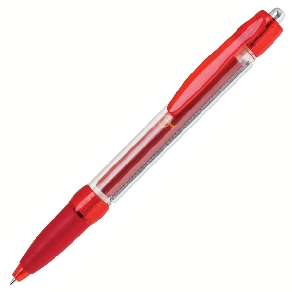 Pen with rubber grip and retractable pull-out banner inside, purple.... from ASI 79535 Primetime