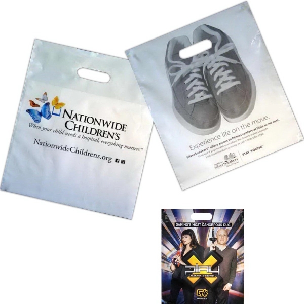 Flush top poly bags in eight sizes with die cut handles... from ASI 81350 Regal Poly-Pak / The Regal Line